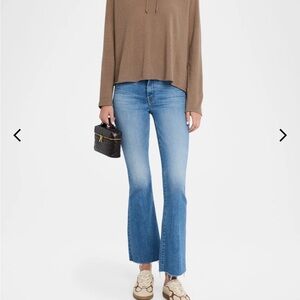 MOTHER  the weekender fray Light Blue Flare Jeans